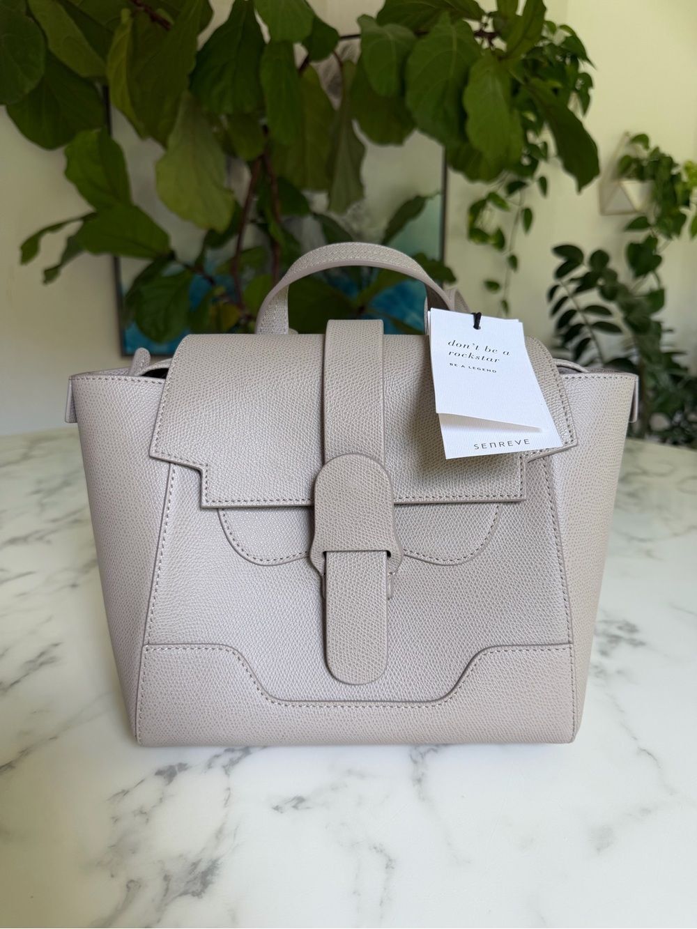 NWT SENREVE MINI MAESTRA Pebbled Leather Backpack Crossbody Satchel Bag Sand